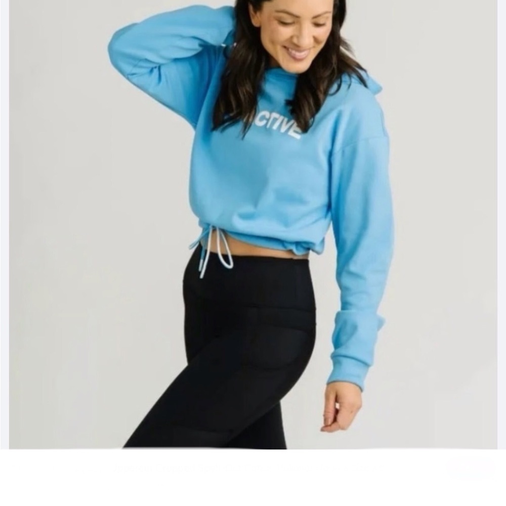 ZYIA Sky Blue Uppercut Cropped Pullover XXL Hoodie